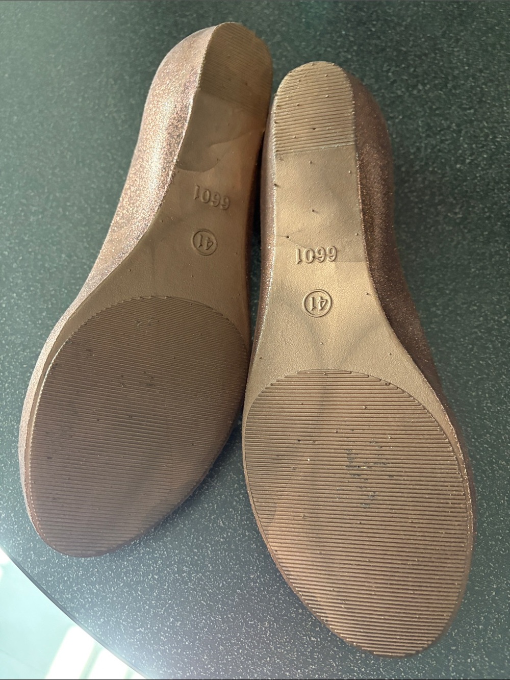 Glitter Floral Peep-Toe Flats - Rose Bronze - Picture 7 of 7